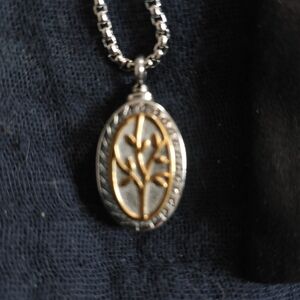 Xiuda Silver and Gold Pendant Necklace, With Cremation Receptacle